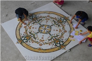 Natural Marble Decorative Flooring Waterjet Medallions