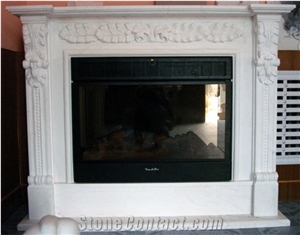 Natural Stone Hand Carved French White Stone Fireplace