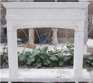 Natural Stone Hand Carved French White Stone Fireplace