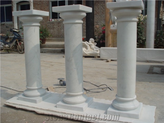Outdoor Building Decorative White Marble Roman Pillar Column