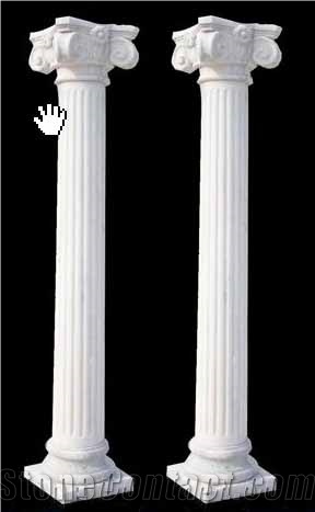 Outdoor Building Decorative White Marble Roman Pillar Column