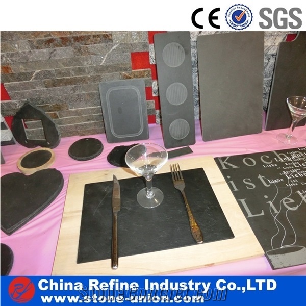 Square Shape Hubei Black Slate Bread Board