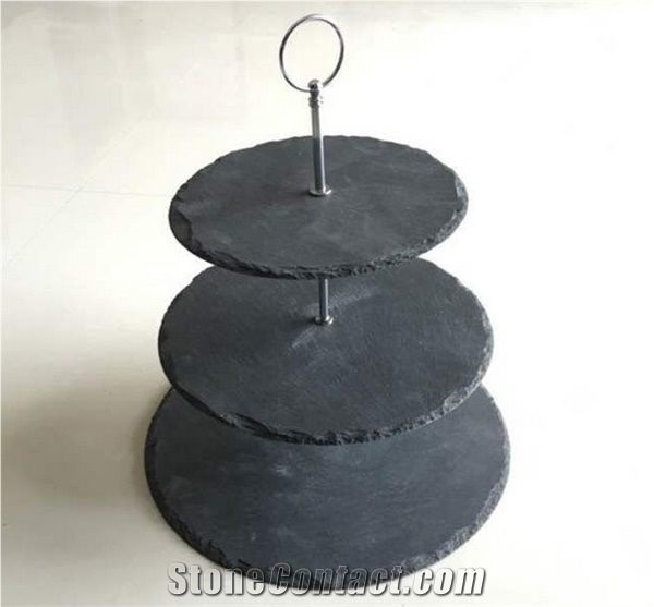 Square Shape Hubei Black Slate Bread Board