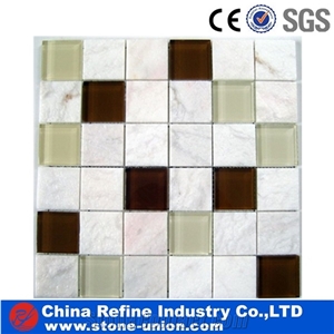 White And Green And Pink Mixed Stone Flooring,Mosaic Tiles