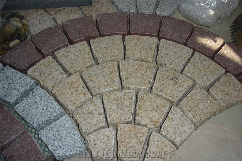 White Red Granite Cubestone In Mesh, China Multicolor