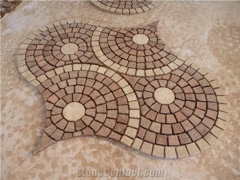 White Red Granite Cubestone In Mesh, China Multicolor