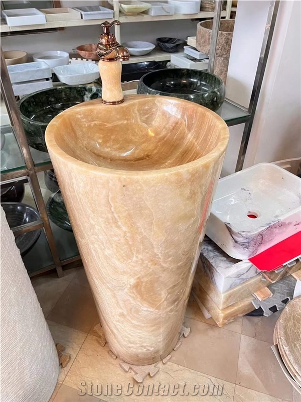 Wholesale Customized Design Honey Yellow Onyx Vessel Sink
