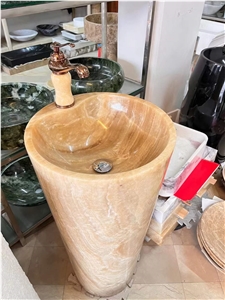 Wholesale Customized Design Honey Yellow Onyx Vessel Sink
