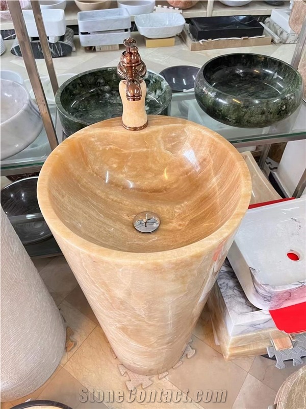 Wholesale Customized Design Honey Yellow Onyx Vessel Sink