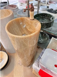 Wholesale Customized Design Honey Yellow Onyx Vessel Sink