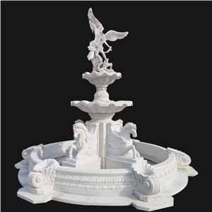 Wholesale White Marble Pegasus Running Horse Fountain