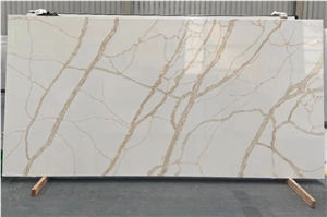 Polished Calacatta Gold Quartz Stone Jumbo Slabs