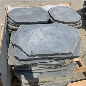 Black Basalt Organic Round Steppers Stepping Stones