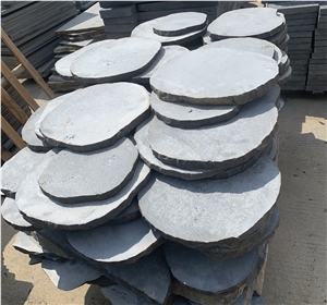 Black Basalt Organic Round Steppers Stepping Stones