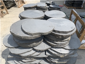 Black Basalt Organic Round Steppers Stepping Stones