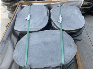 Black Basalt Organic Round Steppers Stepping Stones