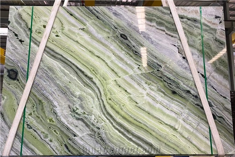 Natural Green Quartize Cloudy Agate Slabs Bookmatch Slabs