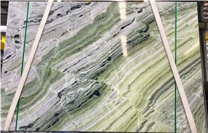 Natural Green Quartize Cloudy Agate Slabs Bookmatch Slabs