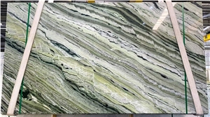 Natural Green Quartize Cloudy Agate Slabs Bookmatch Slabs