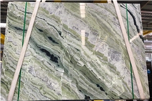 Natural Green Quartize Cloudy Agate Slabs Bookmatch Slabs