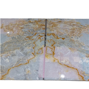 White Onyx With Yellow Veins Translucent Slabs