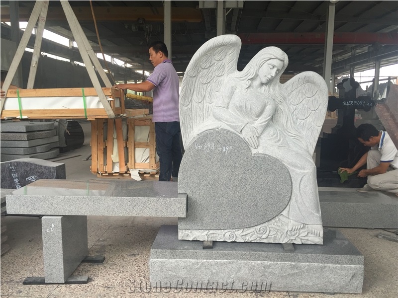 Angel Tombstone With Bench