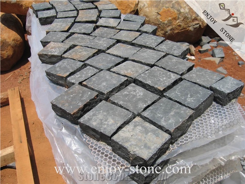 Zhangpu Black Basalt / Cobble Stone With Mesh