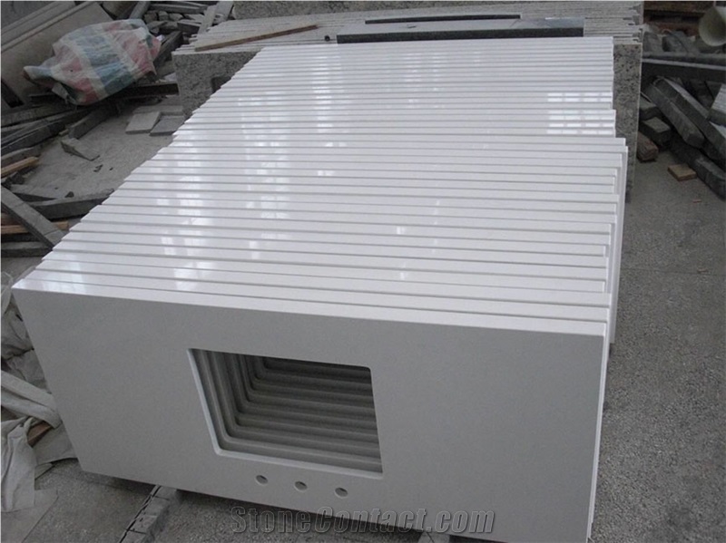 Pure White Quartz &Crystalize Quartz Kitchen Tops