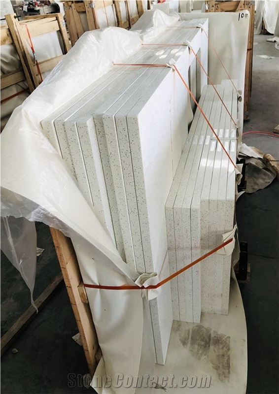 Pure White Quartz &Crystalize Quartz Kitchen Tops