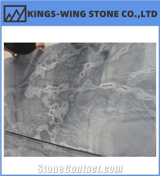 Grey Polished Sky Blue Quartzite Slab Tiles