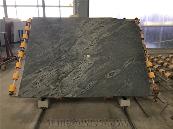 Grey Polished Sky Blue Quartzite Slab Tiles
