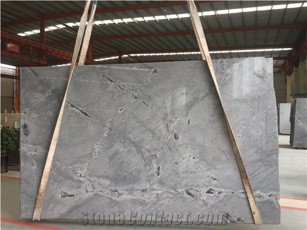 Grey Polished Sky Blue Quartzite Slab Tiles