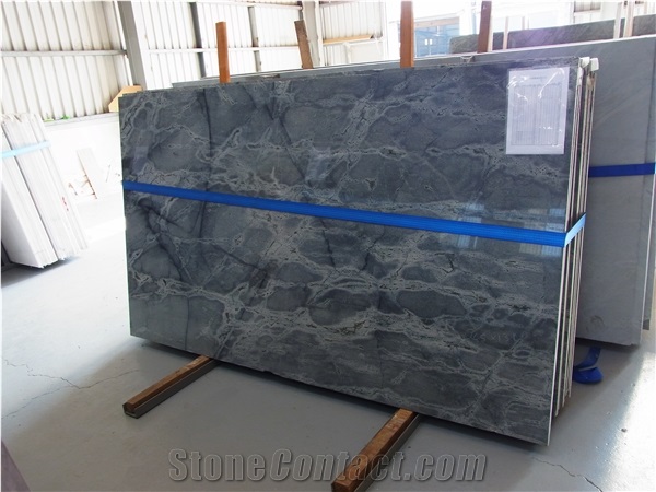 Silver Grey Sky Blue Atlantic Marble Polish Honed Slab Tile