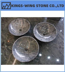Sky Blue Gray Granite Quartzite Bathroom Sink Wash Basin