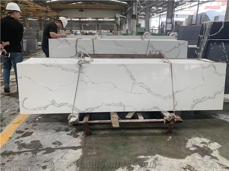 Carrara White Quartz Stone Slabs For America