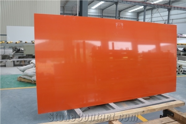 Dark Orange Quartz Slabs From Xzx-Stone