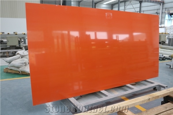 Dark Orange Quartz Slabs From Xzx-Stone