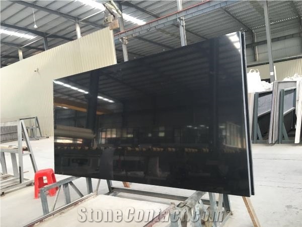 Pure Black Quartz Big Slab From Xzx-Stone