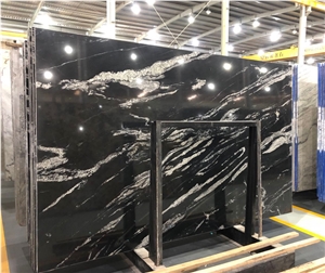 Brazil 18Mm Universe Black Granite Slabs