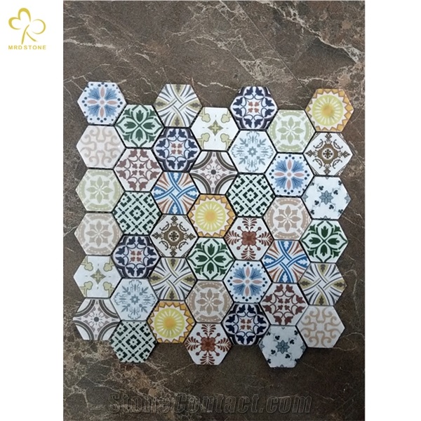 Bathroom Kitchen Square Multicolor Mosaic Wall Tiles