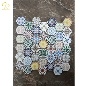 Bathroom Kitchen Square Multicolor Mosaic Wall Tiles