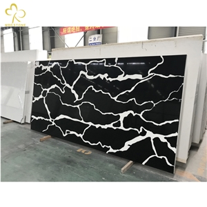 Black Quartz Calacatta Custom Made Quartz Big Slab Stone
