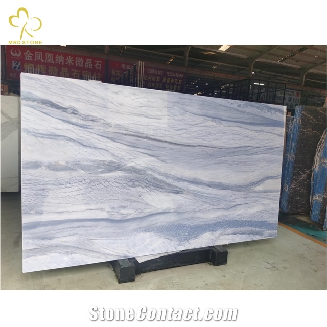 Blue Nano Glass Pure White Big Slab With Good Price