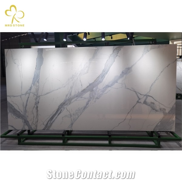 Full Body Calacatta White Crystallized Nano Glass Stone Slab