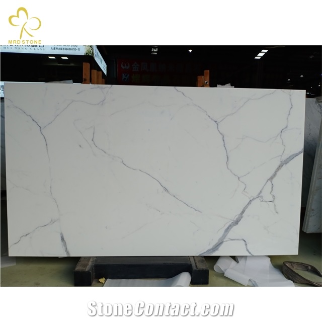 Nano Glass Crystallzied Calacatta White Marble Veins