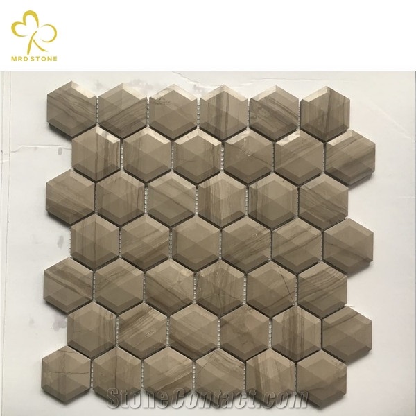 3D Hexagon China Marble Stone Mosaic Tiles
