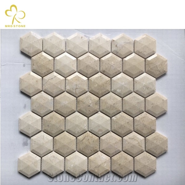 3D Hexagon China Marble Stone Mosaic Tiles