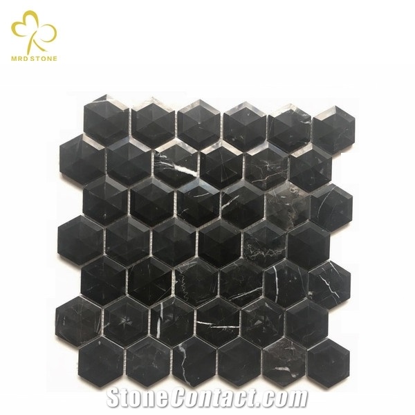 3D Hexagon China Marble Stone Mosaic Tiles