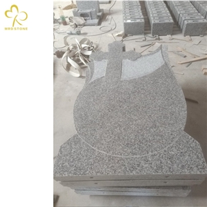 Light Grey Granite Flower Carving Cross Monument Headstones