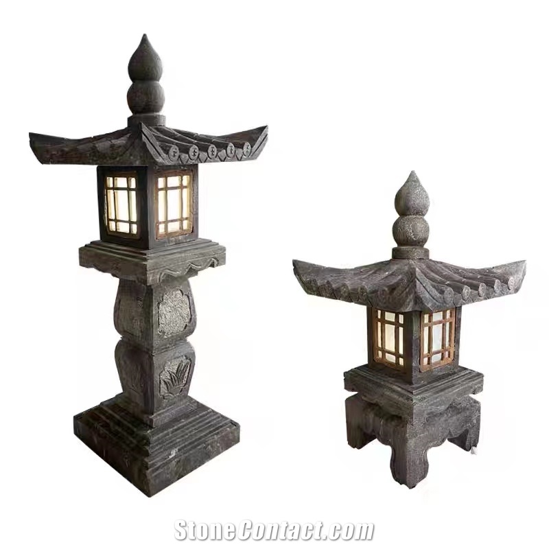 Black Andesite Garden Lantern Landscaping Lamp